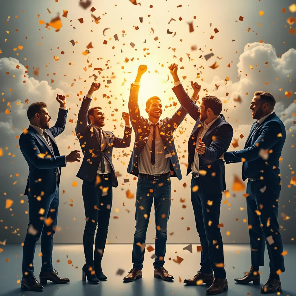 Celebración éxito proyecto equipo